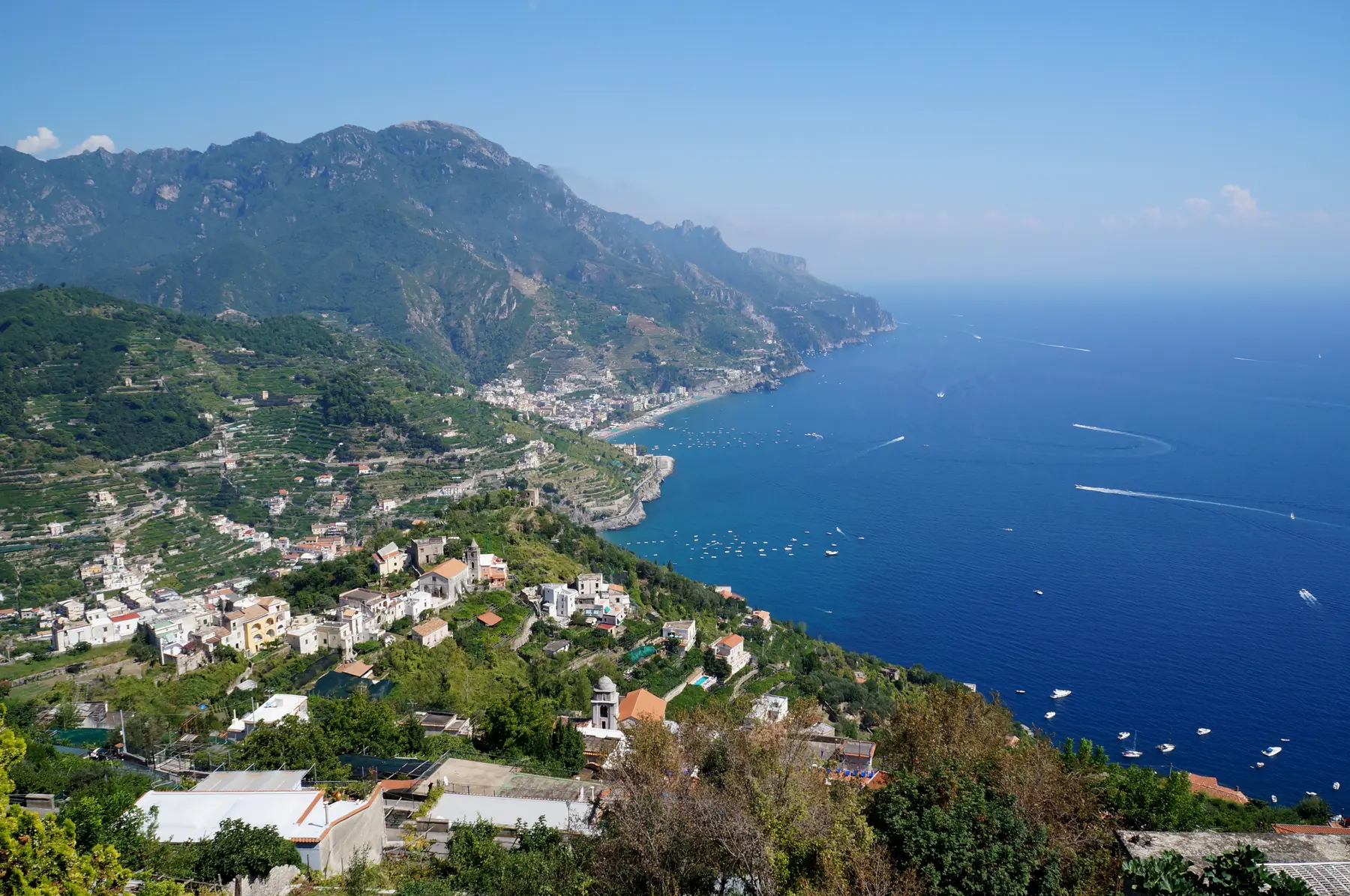 The Amalfi Coast seen from Ravello in the morning